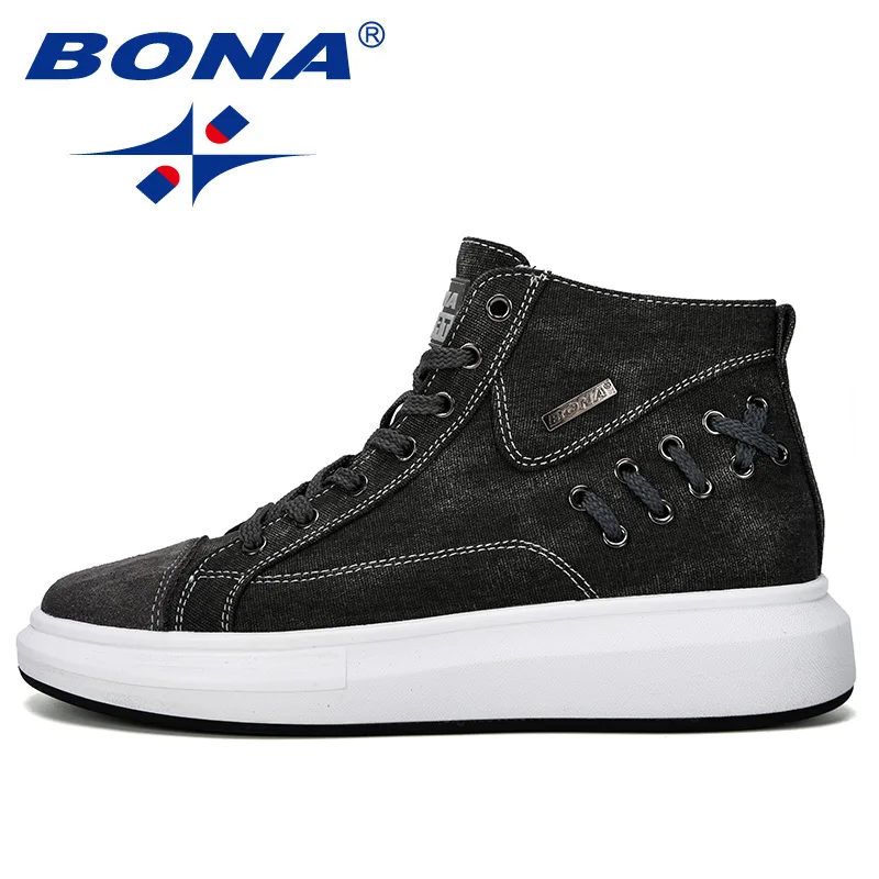 BONA/ г. Мужская Вулканизированная обувь мужские весенне-осенние высокие модные кроссовки Удобная однотонная мужская повседневная обувь на шнуровке