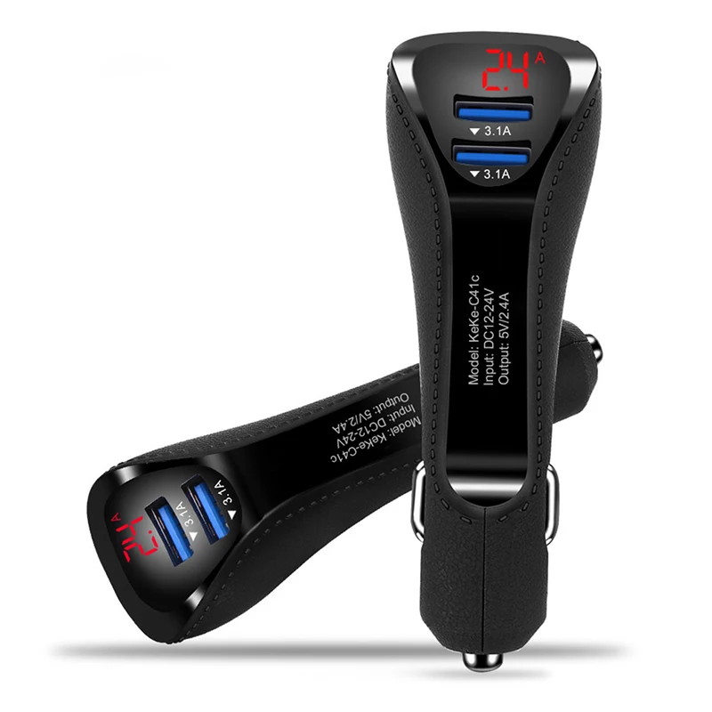 

2019 New Multi-function Digital Auto Car Charger Dual USB Interface Mobile Phone Charger Display Voltage Current Fast Charging