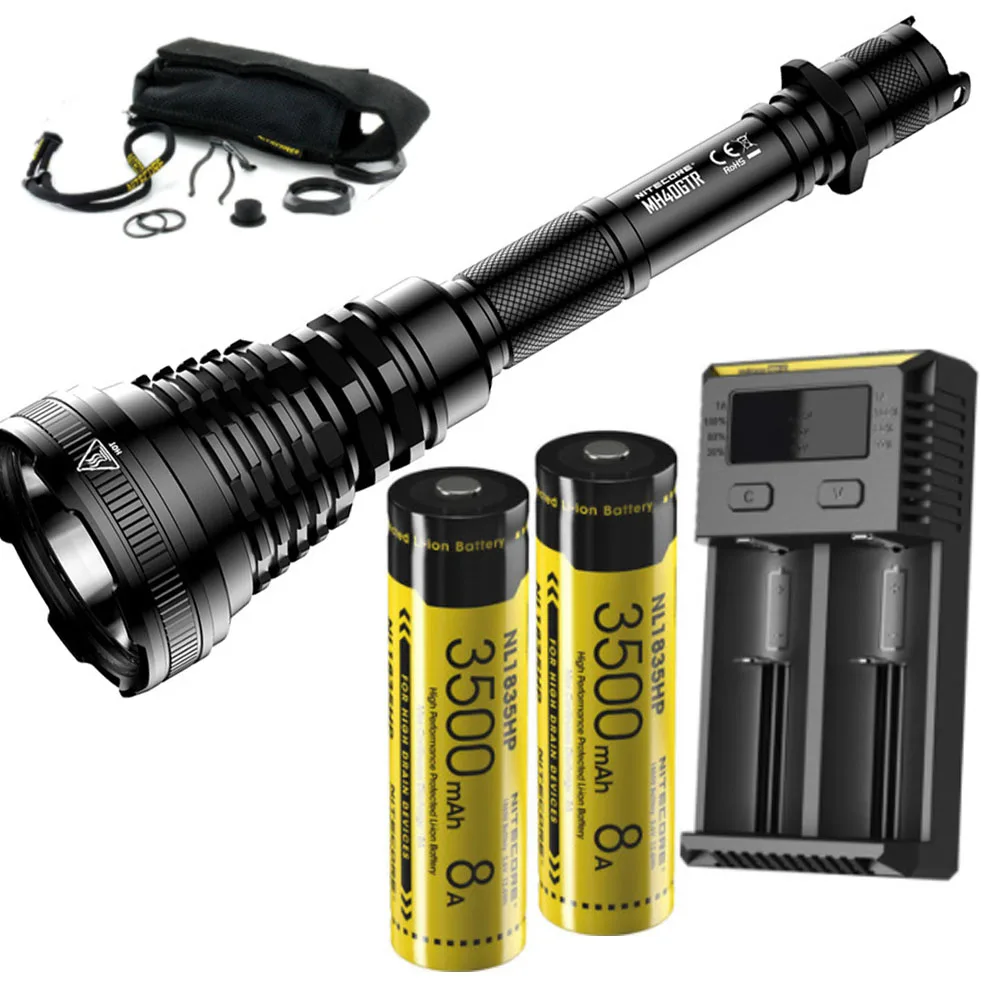 NITECORE MH40GTR охотничий фонарь CREE XP-L HI V3 светодиодный Макс 1200 люмен длинный бросок 1004 м зарядка постоянного тока Тактический перезаряжаемый - Испускаемый цвет: 2 x NL1835HP I2