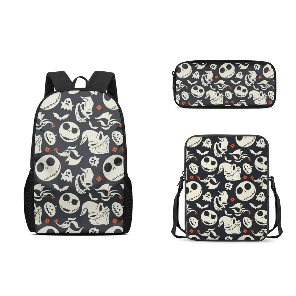 

Customizable children's school bag 3 pieces cartoon skull Jack children's school bag shoulder bag pen bag girl kindergarten