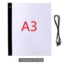 A3 tablette à dessin 3 niveaux, planche légère de peinture diamant, tablette de copie d'art USB écriture croquis traçage planche de copie