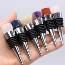 

Semi-precious Stone Champagne Cork Square Wine Stopper Stainless Steel Silicone Bottom Inlaid with Gems Banquet Home Wholesale