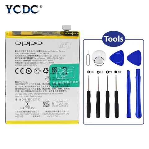 High Quality 3.85V BLP 661 3400mAh Cellphone Battery + Repair Tool For OPPO A3 Phones Rechargeable BLP661 Lithium Battery