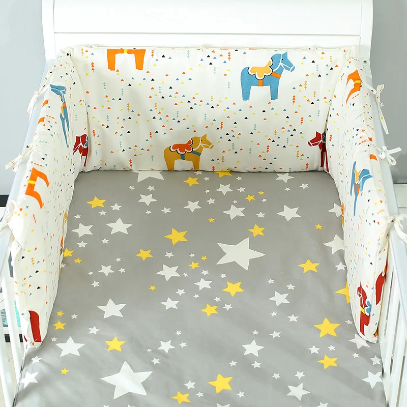 190x30cm Baby Bed Crib Bumper U-Shaped Detachable Zipper Cotton Newborn Bumpers Infant Safe Fence Line bebe Cot