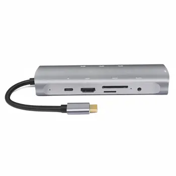 

9in 1 USB C HUB to hdmi hub adapter type c to vga RJ45 3.5mm AUX jack with TF PD jack usb3.1 hub for MacBook pro