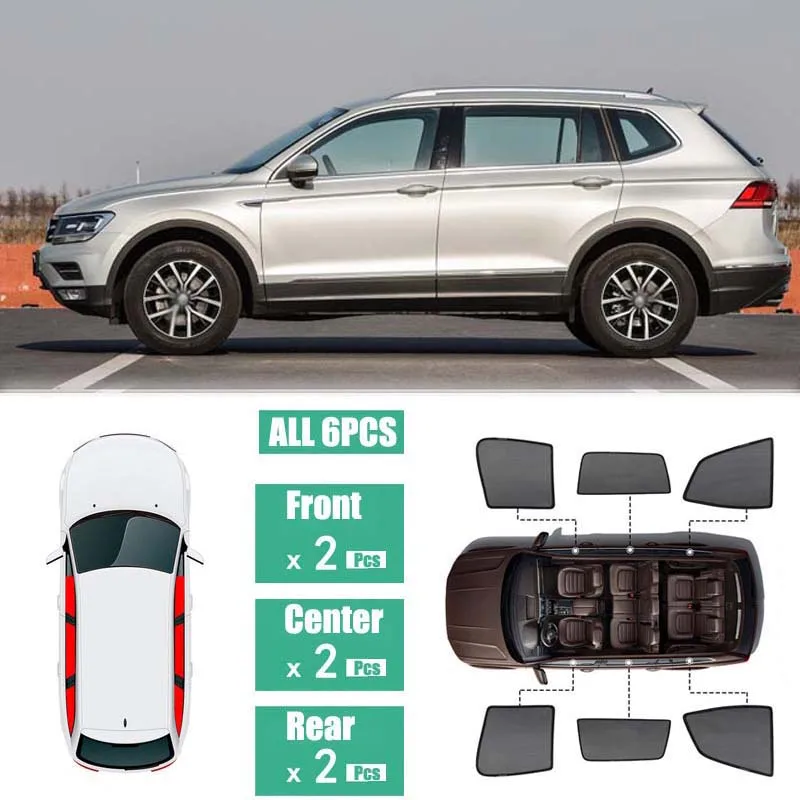Side Windows Magnetic Sun Shade UV Protection Ray Blocking Mesh Visor Fit For Volkswagen Tiguan L 2017-2019 | Автомобили и
