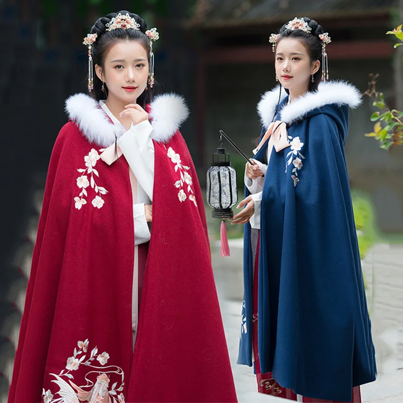 Вышивка Hanfu плащ для женщин народный фестивальный рейв наряд дамы осень и зима пальто певцы представление одежда DC3436