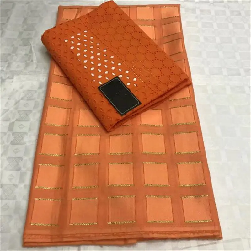 

Orange African Swiss Lace Fabric 3+2 Yards Cotton Nigerian Lace Fabric Newest Embroidery Swiss Voile Lace LY30