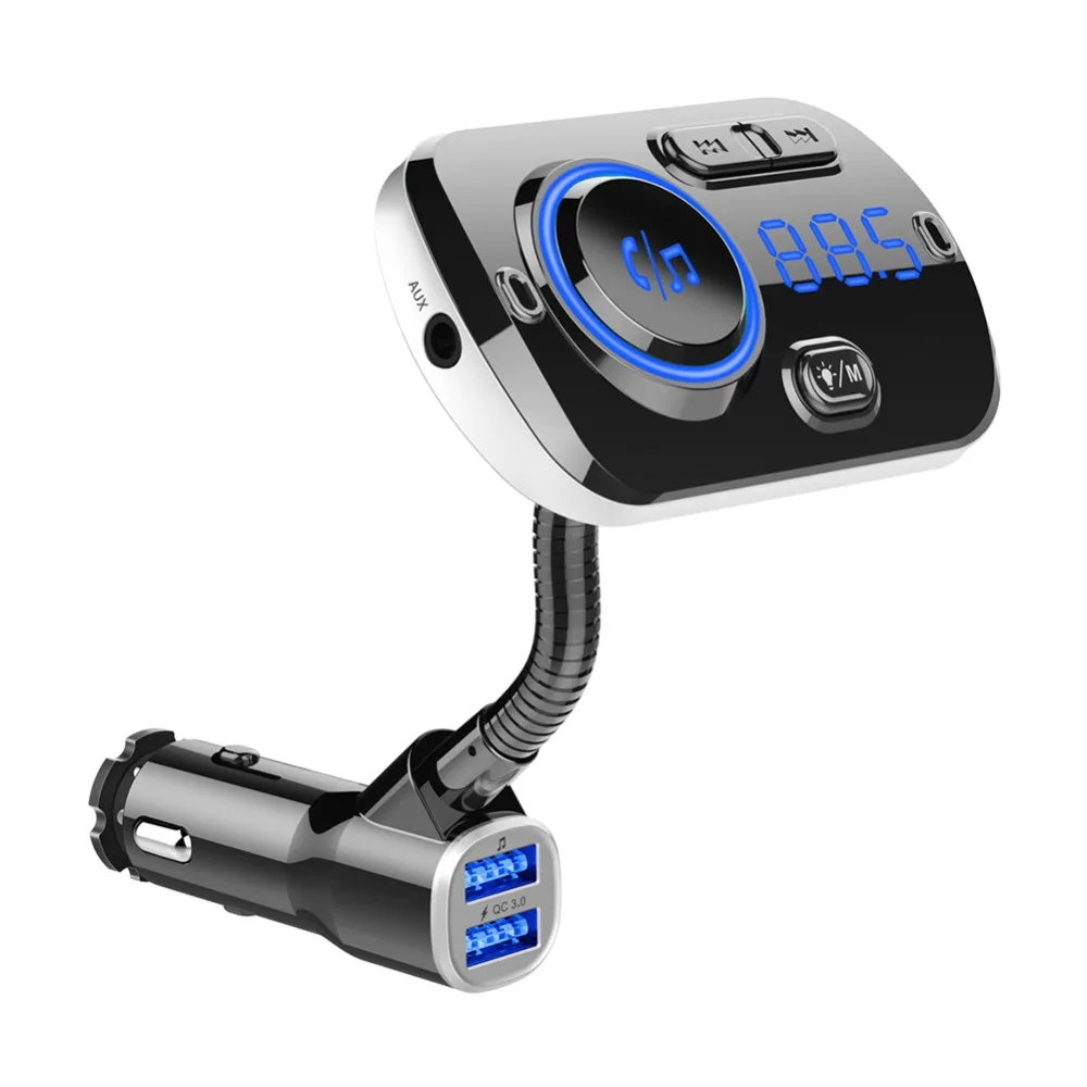 Автомобильный fm-передатчик Bluetooth 5,0 FM модулятор USB Комплект автомобильного зарядного устройства громкой связи музыкальный плеер ночного видения светодиодный свет