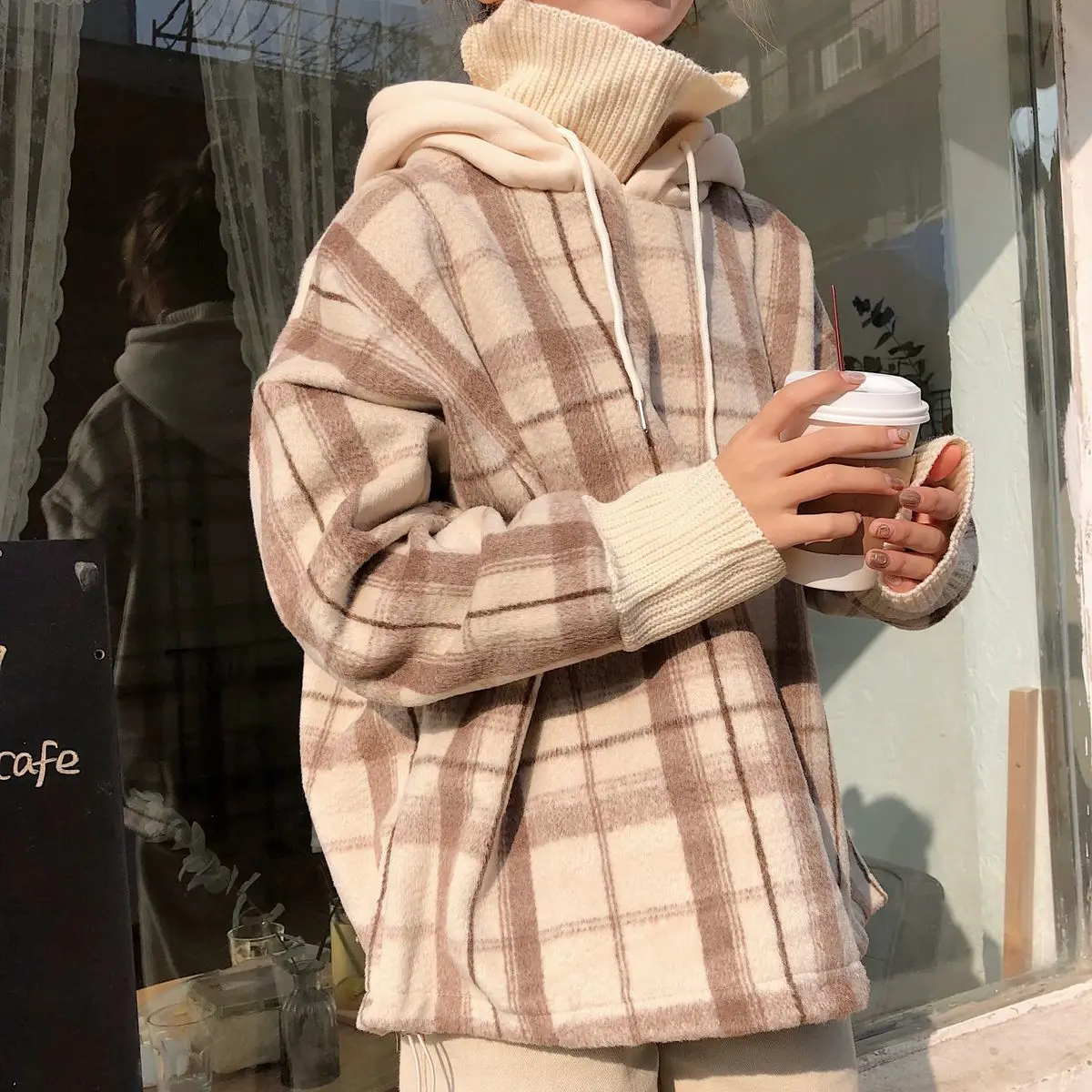 Women Sweatshirts 2021 Winter Plaid 