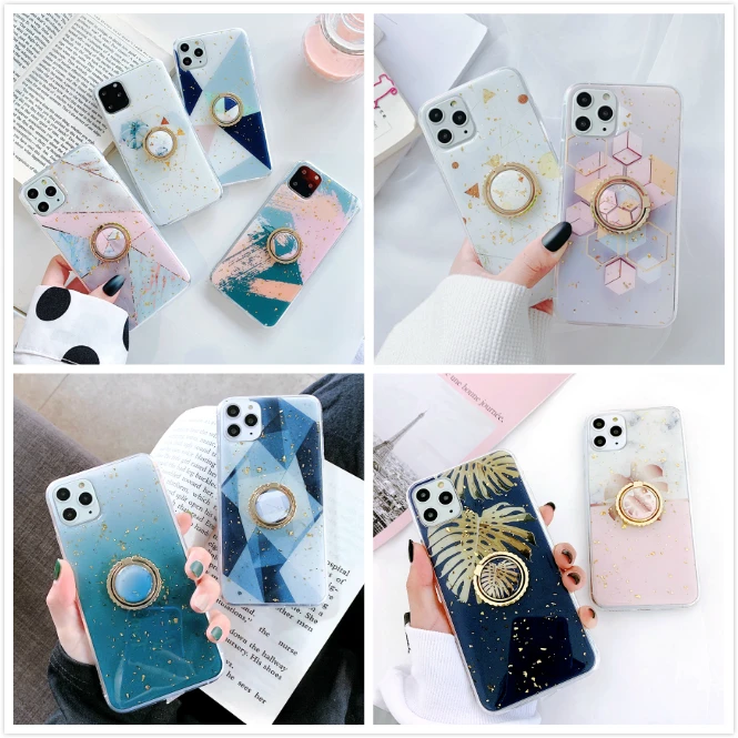 

Luxury Marble Case for IPhone 11 Pro Max Phone Case Silicone Soft Kickstand Cover for IPhone XR XS Max 6 6S 7 8 Plus Geometric