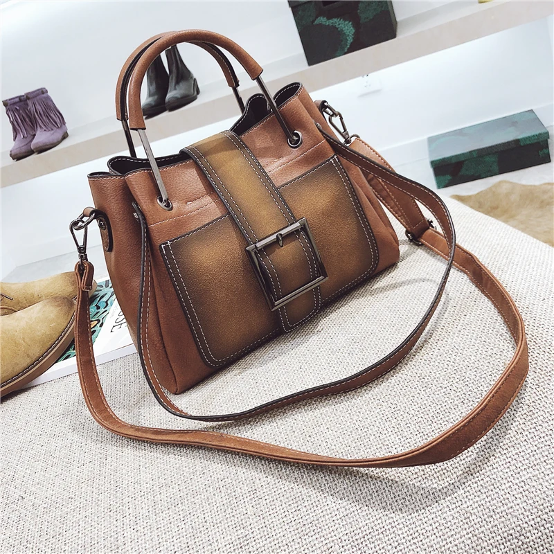 

Burminsa Autumn Vintage Mental Handle Bags For Women Large Capacity Retro Suede Shoulder Bags High Quality Crossbody Bags 2020