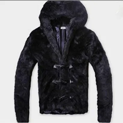 Vete Мужское пальто размера плюс XXXL с капюшоном, повседневное черное Мужское пальто из лисьего меха, корейские офисные куртки, женские меховые куртки V554