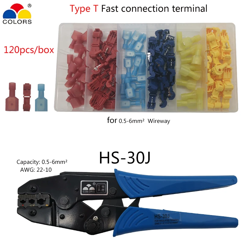 

120pcs 6 Sets Type T Soft Fast Electric Wire Connections Terminal Without Breaking Line Connector Non Destructive Wire Set