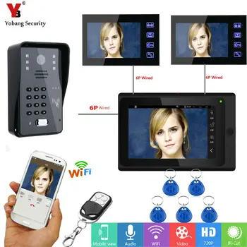 

Yobang Security 7inch Monitor Video Record Wifi IP Video Intercom Doorbell APP/Password/Remotes/RFID Unlock Door Phone Door Bell
