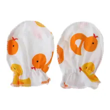 1 пара детских перчаток с защитой от царапин, мягкие противоскользящие Мультяшные перчатки для ухода за новорожденными D08C