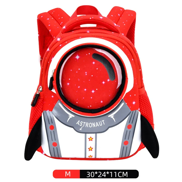GREATOP 2021 New 3D Rocket Kids Backpack Anti-lost Astronauts School bags Waterproof Cartoon Girls Backpack Mochila Infantil Red M