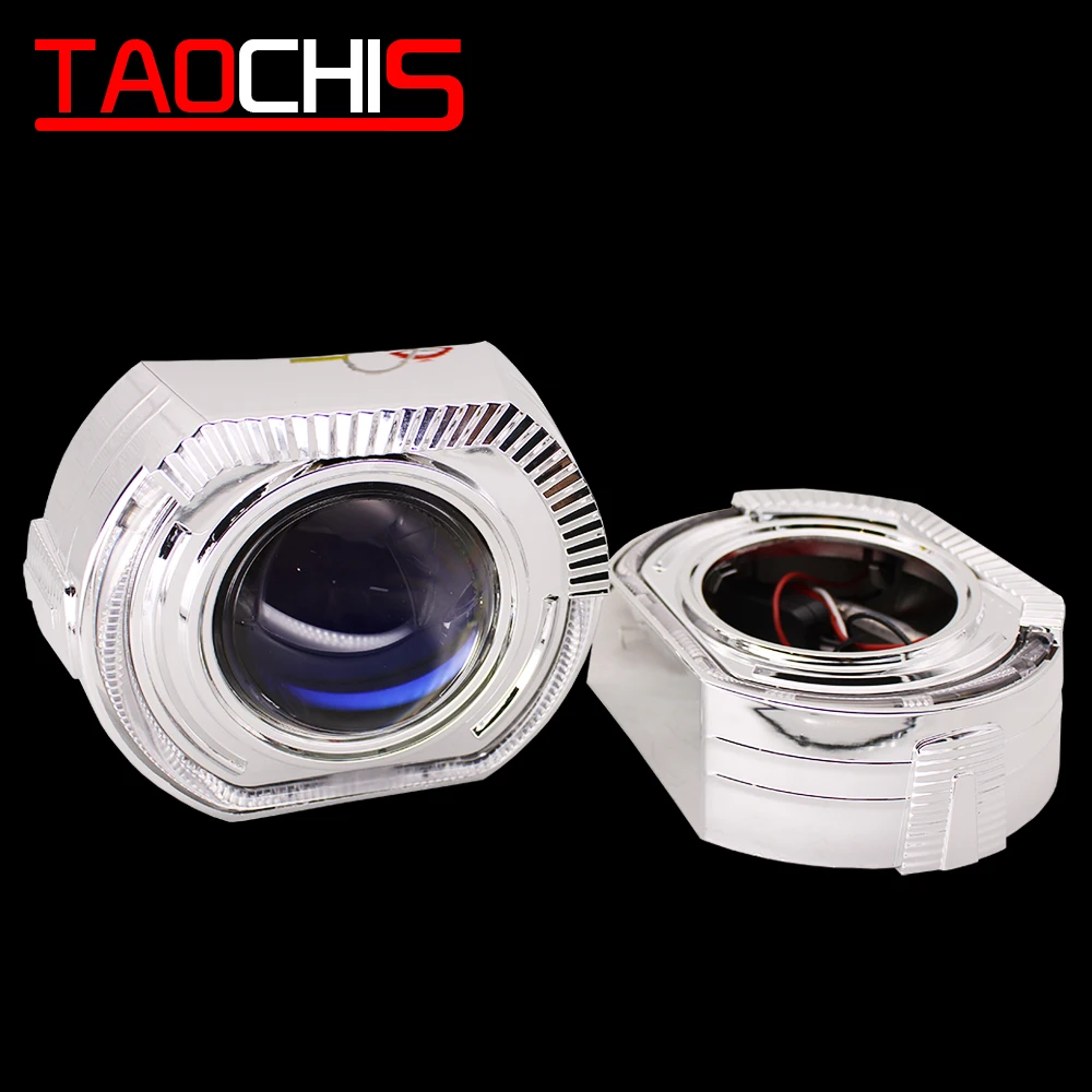 

TAOCHIS YT145 3.0 inches bi xenon projector lens shroud LED DRL car headlights chrome angel eyes white red blue yellow color