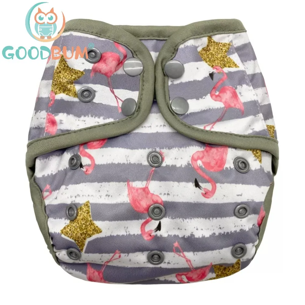 

Моющийся Регулируемый тканевый подгузник goodbum1 шт., подгузник с двойной ластовицей, детский подгузник для детей 3-15 кг, мультяшный принт