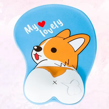 

1pc Cartoon Dog Pattern 3D Mouse Pad Non-slip Adorable Pad Computer Accessories Soft Wrist Rest Mouse Cushion(Blue)