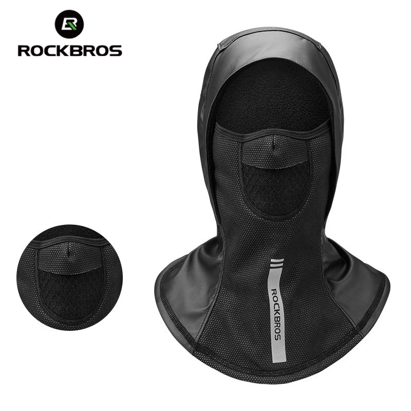Rockbros велосипедная Зимняя Маска флисовая термальная непромокаемая лицевая маска пылезащитный респиратор страйкбол маска теплая шапка для катания головной убор - Цвет: LF7284Black