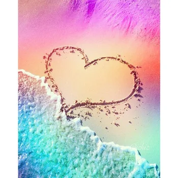 

New Style Diamond Painting Foreign Trade Beach Love Full of Crystals DIY Stick-on Crystals Cross Stitch Living Room Bedroom Manu