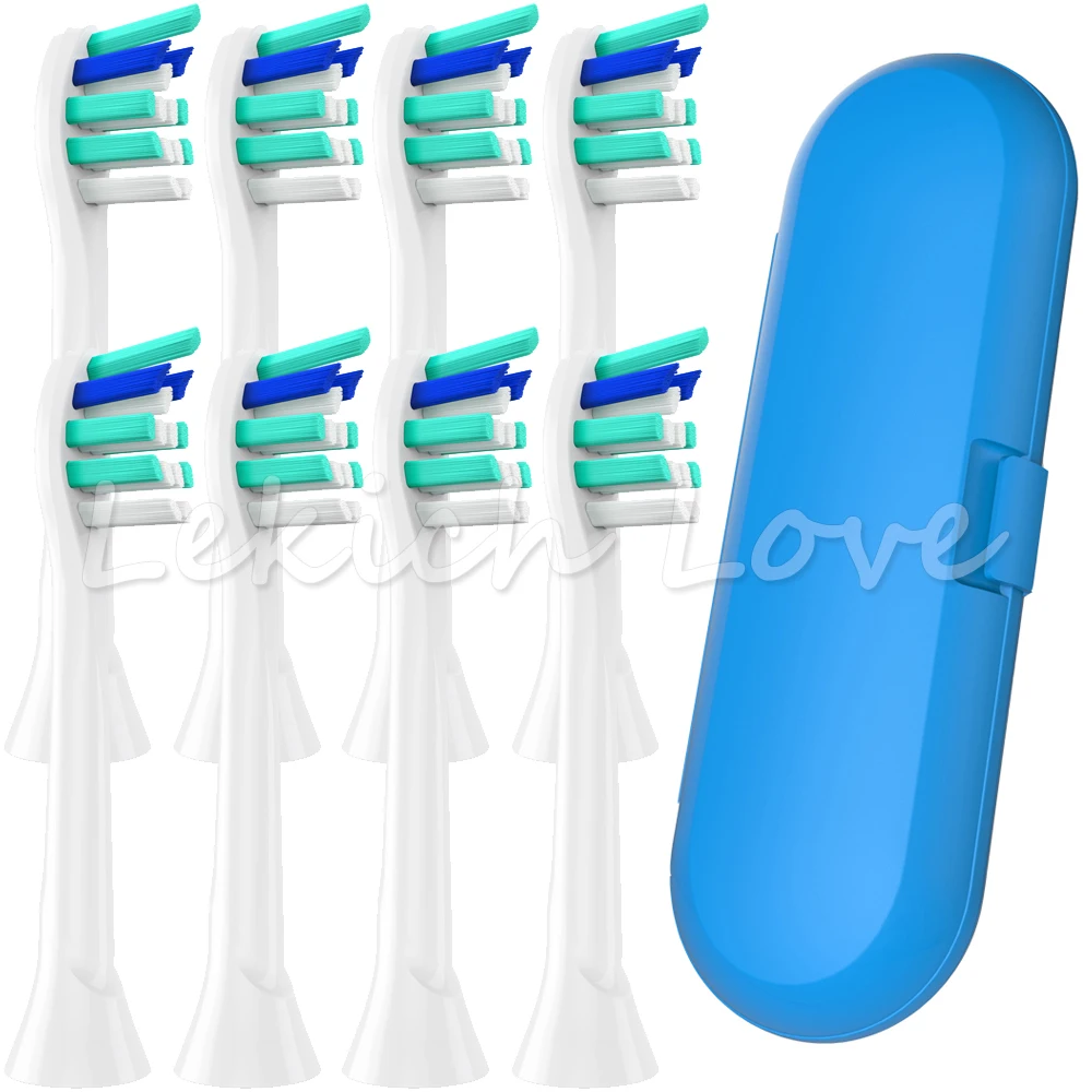 8Pcs with Blue Case 8 шт. сменные насадки для зубных щеток Philips Sonicare, подходят для HX9044 HX6064 HX6074 HX9024 HX6730 hx6062 HX6930 - Цвет: 8Pcs with Blue Case