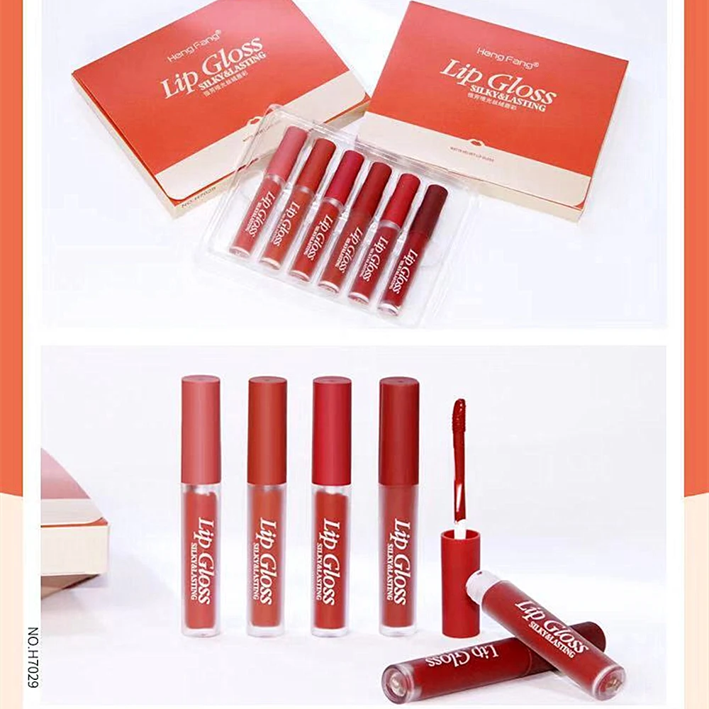 6PCS/SET pumpkin lip gloss by Hengfang smooth silky lip cream long lasting waterproof velvet matte liquid lipstick AM115 6PCS/SET pumpkin lip gloss by Hengfang smooth silky lip cream long lasting waterproof velvet matte liquid lipstick AM115