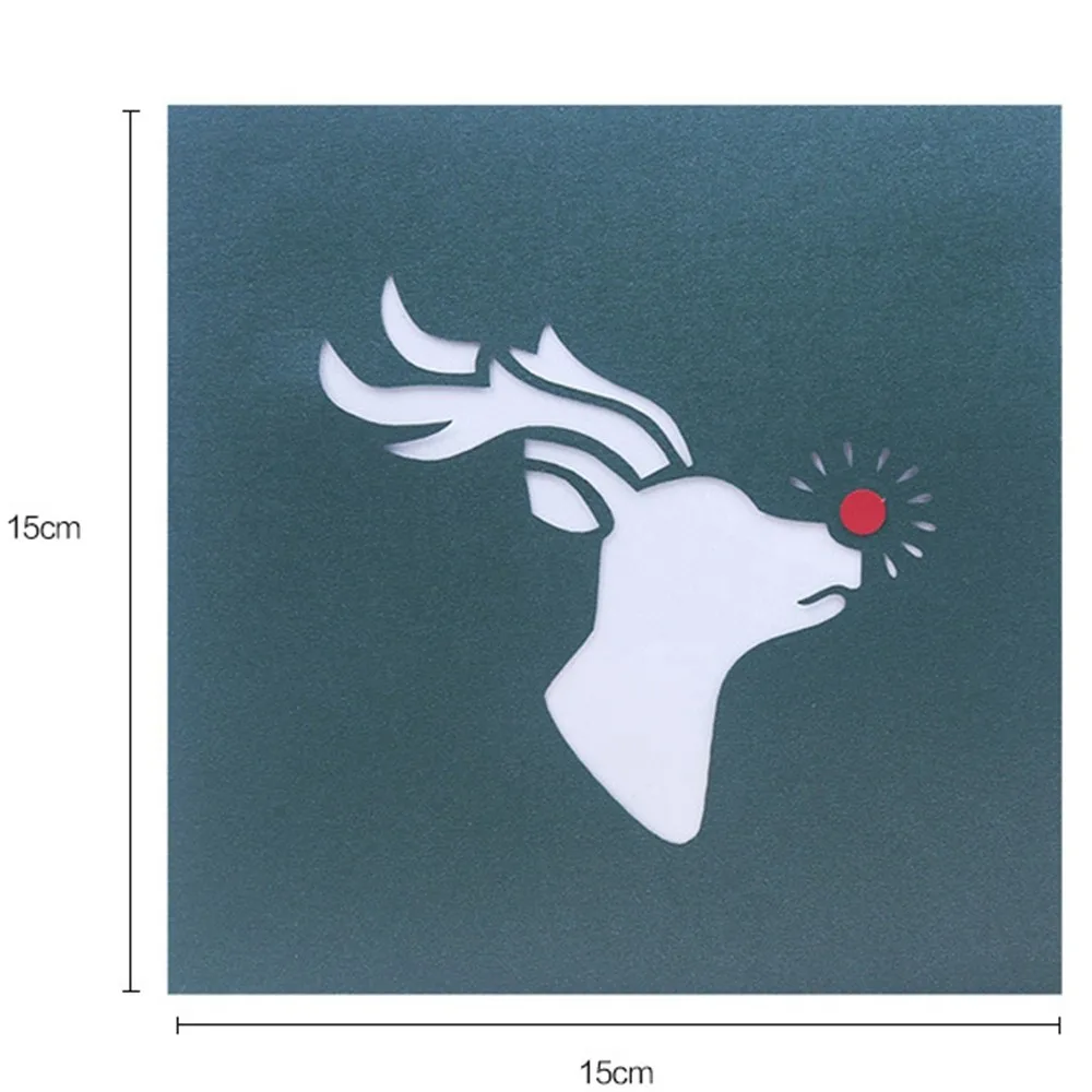  15x15cm Cartoon Flying Sled Deer Paper Invitation Greeting Cards New Year Greeting Cards Christmas  - 4.00026E+12