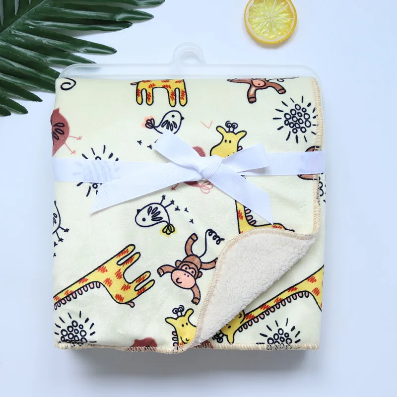 Fleece Blanket Swaddle Blanket Baby Blankets Thicken Double Layer Cartoon Fleece Infant Swaddle Bebe Envelope Stroller Wrap Newborn Baby Bedding Blanket