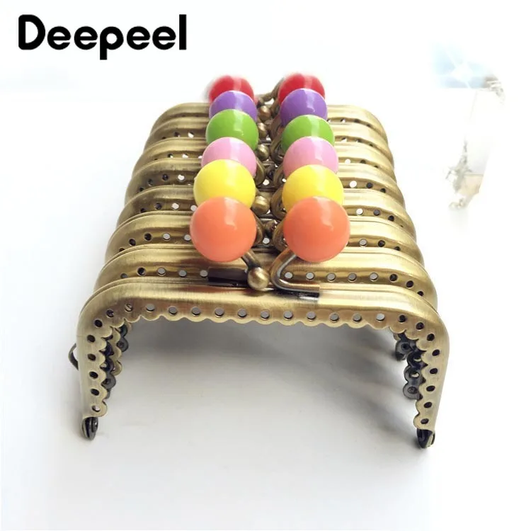 

10pcs 8.5cm Coin Purse Brass Kiss Clasp 14mm Candy Head Handle Handbags Square Frame Sewing Brackets Bags Hardware Accessory