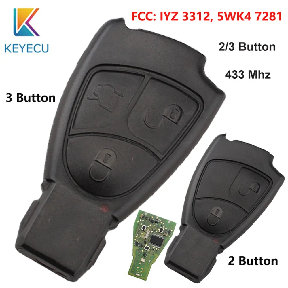 KEYECU Замена дистанционного брелока 2/3 Кнопка 433 МГц IYZ 3312 для Mercedes Benz B C E ML S CLK CL Complte плата управления