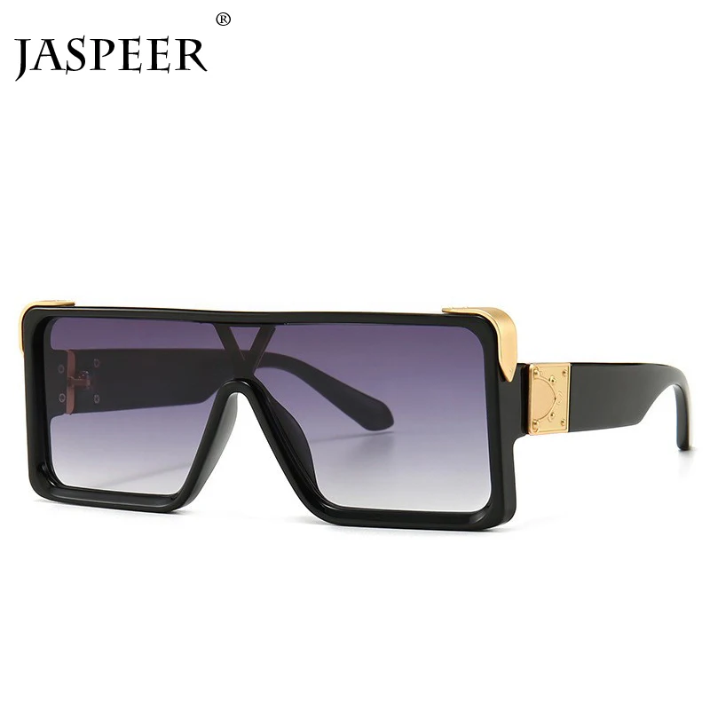 JASPEER большие квадратные солнцезащитные очки для мужчин и женщин с плоским верхом модные цельные линзы солнцезащитные очки для женщин бренд оттенков зеркальные