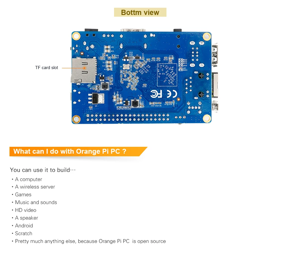 Orange Pi PC H3 Quad-core 1GB Mini PC - Supports Lubuntu Linux and Android Description Image.This Product Can Be Found With The Tag Names Computer Components, Demo Board, Demo board Accessories, Pc