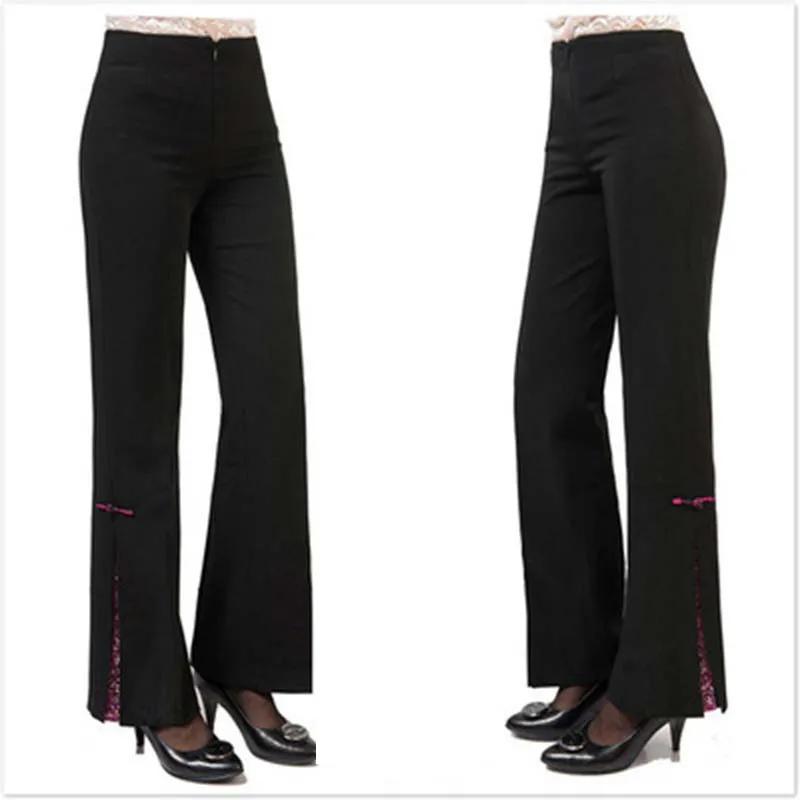 Middle-aged Tang suit pants брюки женские women's pants embroidered trousers ladies wide leg high waist pants - Цвет: style 17