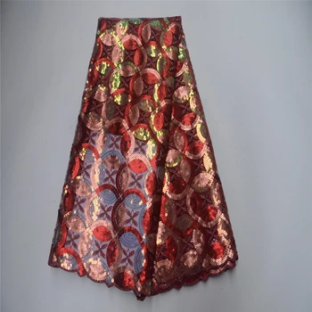 

African Sequins Lace Fabric 2019 High Quality Organza Lace Sequence Tulle Lace Nigerian Lace Fabrics For Wedding