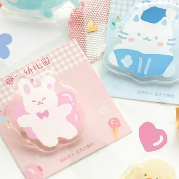 

6PCS/LOT Kawaii Cartoon Animal Theme Happy Times Acrylic Brooch Style Bookmark DIY Decoration Marker Supplies