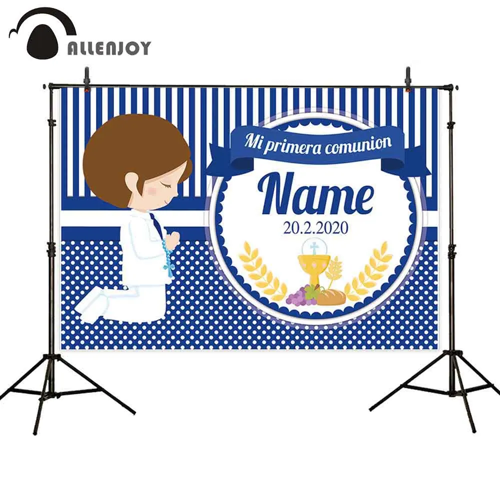 Фотофон Allenjoy для фотосъемки мальчика украшение первого причастия темно синие