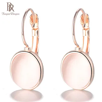 

Bague Ringen Temperament Gemstone Earrings for Women Elliptical Cat's Eye Stone Rose Gold Color Silver 925 Jewelry Dating gift
