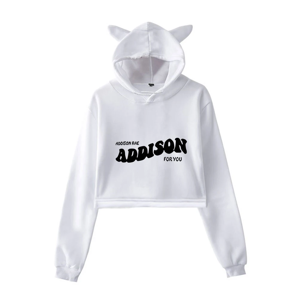 Addison Rae худи с кошачьими ушами поп повседневные женские толстовки капюшоном 2020