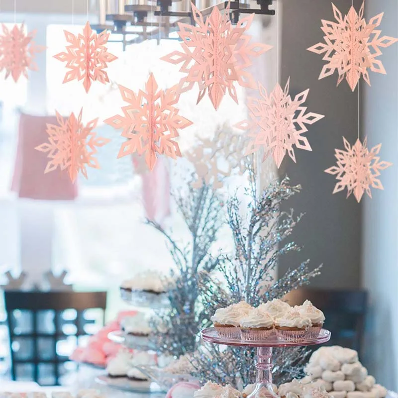 6 Sizes 3D Hanging Bedroom Home Decoration Paper Snowflake For Christmas Tree New Year 15cm-25cm