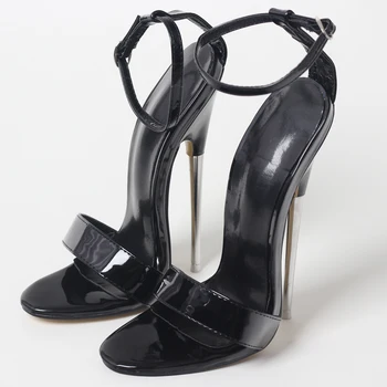 

7" Super High Heel Sandals Stiletto Metal Heels Open toe Ankle straps WOmen Sexy Fetish Shoes