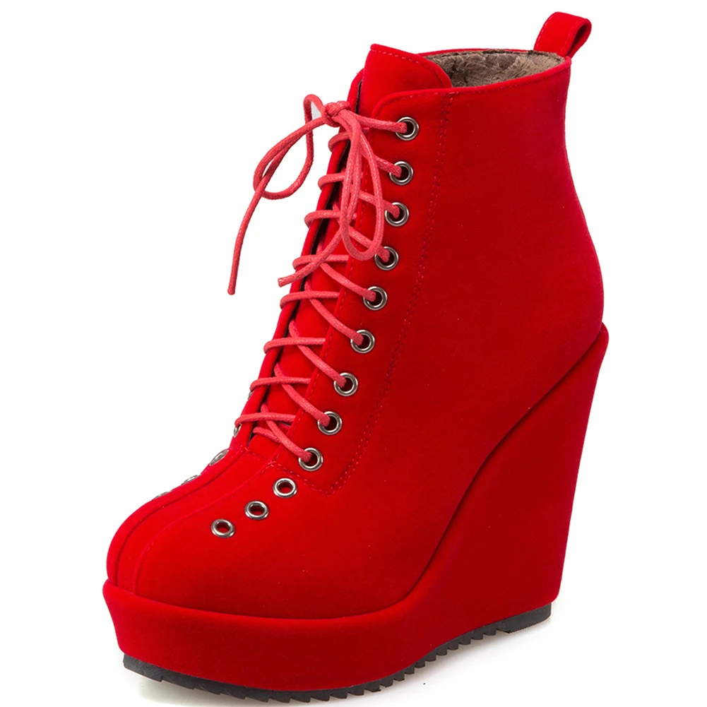 

SARAIRIS Big Size 34-43 New Female Fashion Lace Up Platform Ankle Boots Party Ol Boots Women Wedges High Heels Shoes Woman