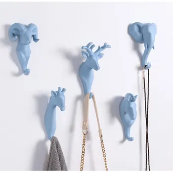 

2Pcs Elk Shaped Sticky Hooks Self-adhesive Hooks Hat Towel Keys Hook Clothes Coats Organize Hook for Home Kitchen(White Blue)