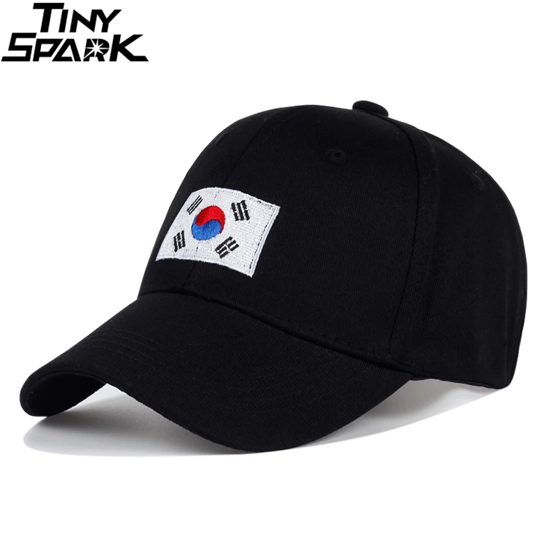 Мужская Хип-Хоп Кепка с вышивкой корейского флага Harajuku бейсбольная бейсболка с колпаком бейсболки из хлопка Женская шапка черный серый корейский стиль