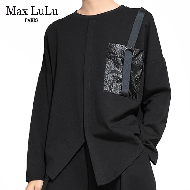 Max LuLu 2020 модные панковские Топы в европейском стиле, уличная одежда, женские Лоскутные футболки, женские свободные черные хлопковые футболки размера плюс|Футболки| | АлиЭкспресс