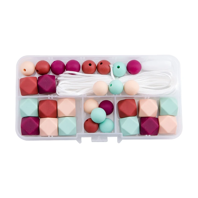 Силиконовые аксессуары для прорезывания зубов DIY Beads 1 комплект бижутерия для прорезывания зубов ручная работа пустышка Клип детский силиконовый Прорезыватель бусины - Цвет: red