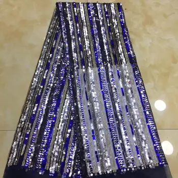 

Tulle African Lace Fabric With Sequins Embroidery High Quality Hot Selling Nigerian Swiss Voile Lace Fabric 5yards For Men