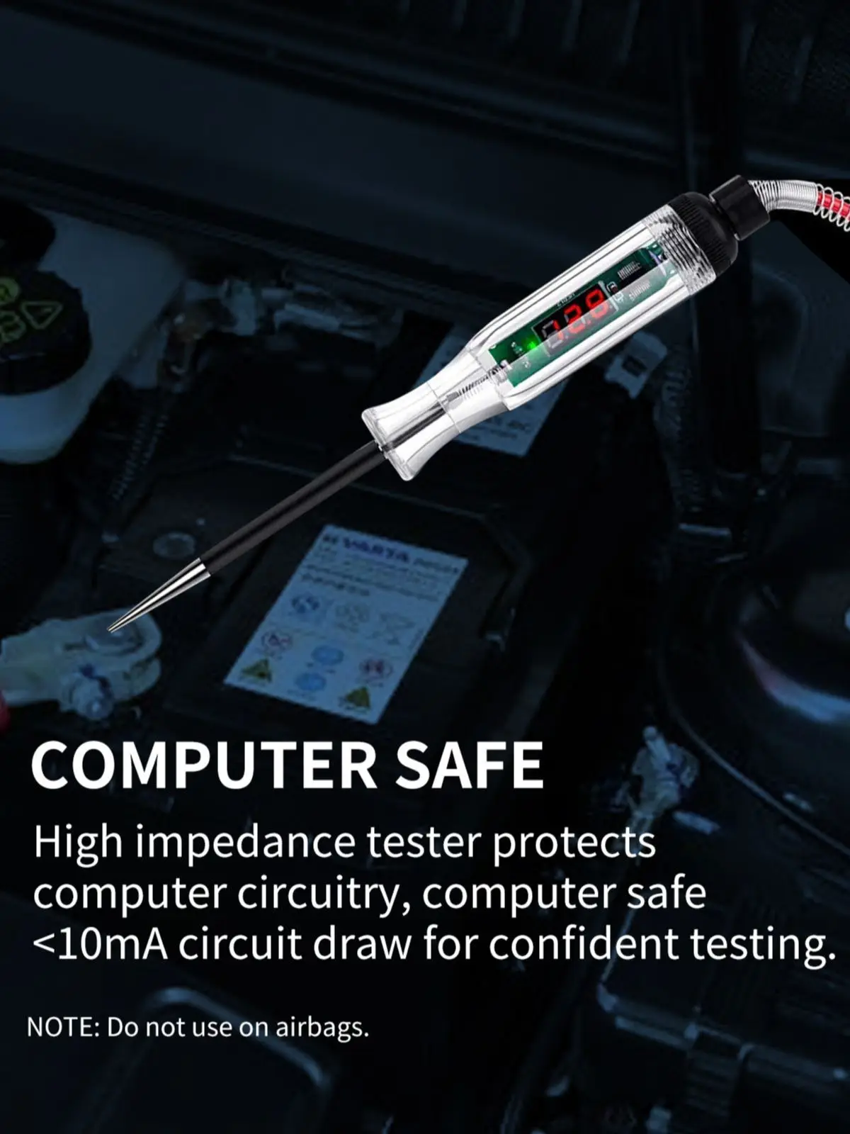 AWBLIN 자동차 테스트 라이트 디지털 LED 회로 테스터, DC 2.6V-32V, 자동 전기 테스터 라이트 도구, 전압계 및 프로브 포함