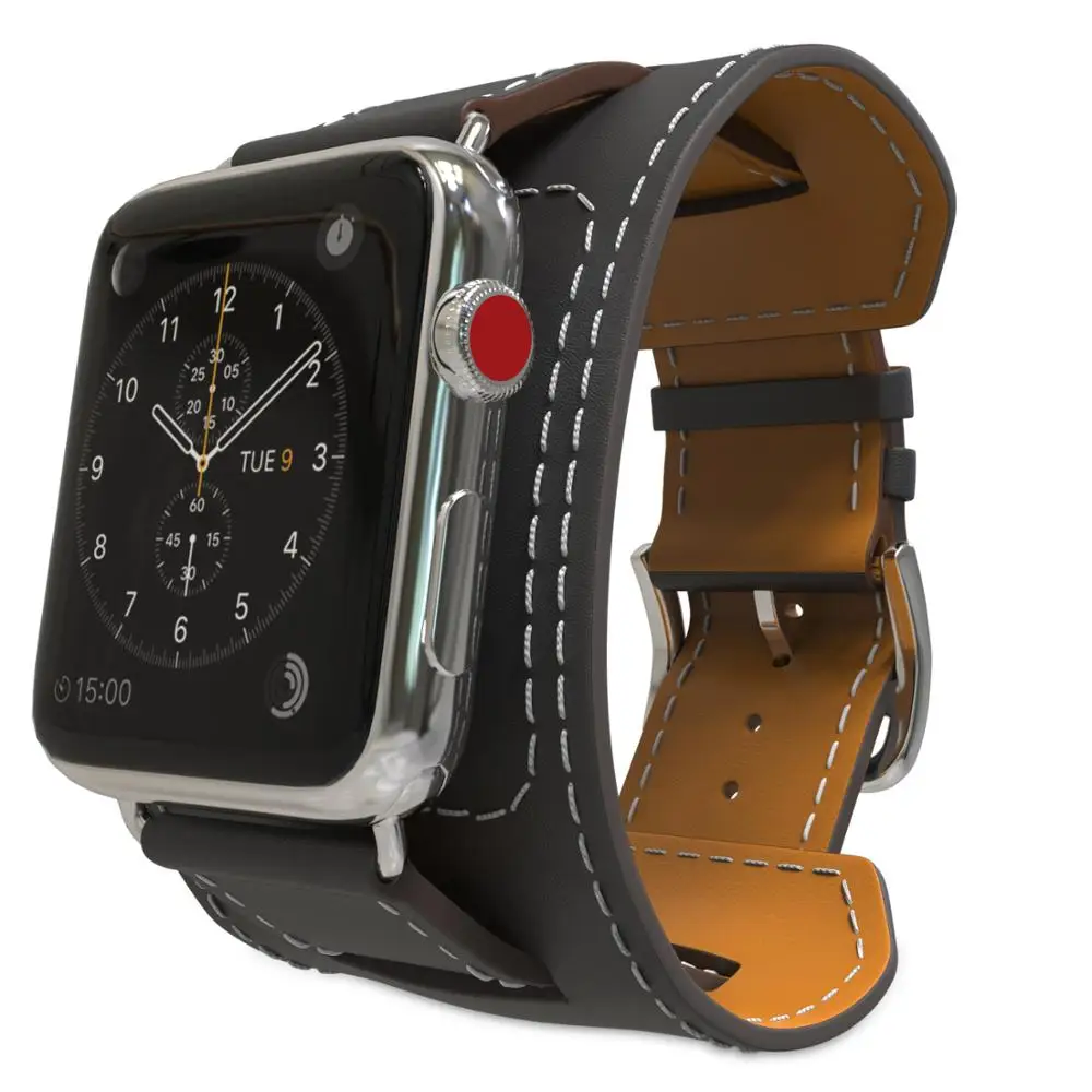 Моко совместимый ремешок для наручных часов Apple Watch, 42 мм 44 мм серии 4/3/2, Оригинальные кожаные Смарт-часы браслет манжеты сменный ремешок